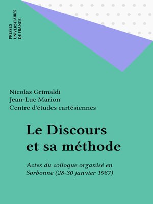 cover image of Le Discours et sa méthode
